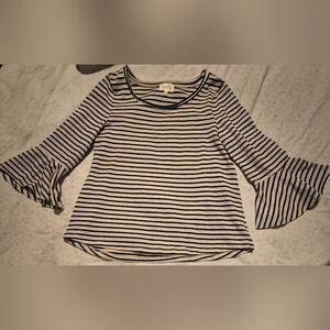 Anthropologie Black and White Striped Blouse